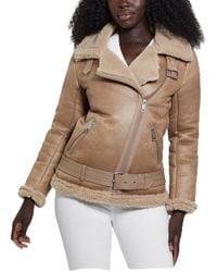 Guess - Lena Belted Faux Shearling - Lyst
