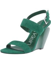 calvin klein jacolyn leather wedge sandals