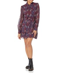 PAIGE - Vittoria Long Sleeve Mini Dress Floral Print In Amethyst Multi - Lyst