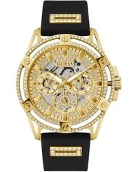 Guess - Black Strap Champagne Dial Gold Tone - Lyst