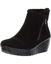 Skechers - Parallel-buckle Strap Side Gore Zip Up Wedge Casual Comfort Ankle Boot Fashion - Lyst