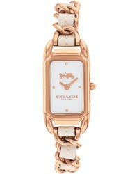COACH - 2h Quartz Watch With Genuine Leather On A Chainlink Bracelet - Water Resistant 3 Atm/30 Meters - Gift For Her - Premium Fashion - Lyst