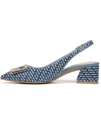 Franco Sarto - S Racer Slingback Low Block Heel Pointed Toe Pump Multi Blue Woven Fabric 5.5 M - Lyst