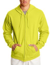 Hanes - , Ecosmart Fleece Full Hoodie, Zip-up Hooded Sweatshirt For , Safety Green - Lyst