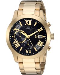 Guess - Gold-tone Stainless Steel + Black Chronogaph Bracelet Watch With Date. Color: Gold-tone/black - Lyst