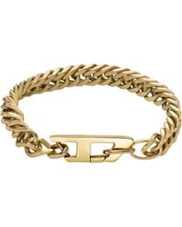 DIESEL - Matte Gold-tone Stainless Steel Chain Bracelet - Lyst