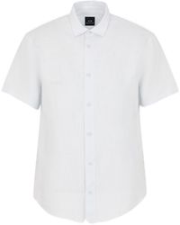 Emporio Armani - A | X Armani Exchange Short Sleeve Linen Button Down Shirt. Regular Fit - Lyst