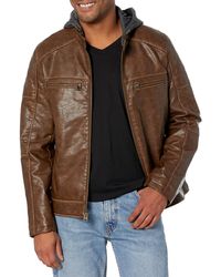 Levi's - Faux Leather Hooded Racer Jacket - Lyst