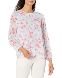 Anne Klein - L/s Printed Double Layer Blouse With Ela - Lyst