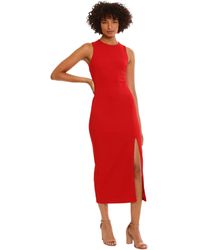 Donna Morgan - Sleek Crepe Dress With Asymmetric Back And Slit Details Event Party Date Night Out Guest Of - Lyst
