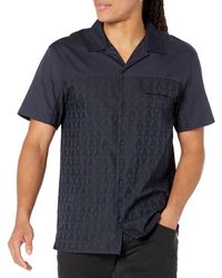 Emporio Armani - A | X Armani Exchange Cotton Jacquard Ss Shirt. Regular Fit. Ax All Over Tonal Effect. Large Cargo Pocket - Lyst