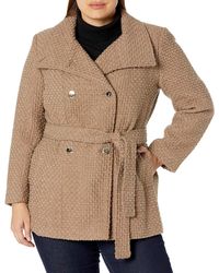 Calvin Klein - Double Breasted Wool Coat With Belt - Lyst