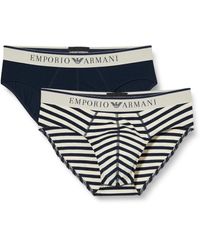 Emporio Armani - Stretch Cotton Yarn Dyed Striped 2pack Brief - Lyst