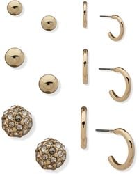 Nine West - Hoop And Ball Stud 6 Pack Earrings Gold Tone - Lyst
