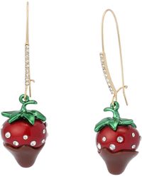 Betsey Johnson - Jewelry Love Spell Chocolate Strawberry Dangle Earrings - Lyst