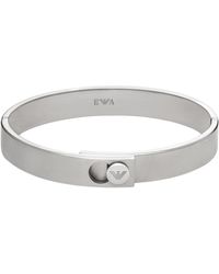 Emporio Armani - And Silver Stainless Steel Bangle Bracelet - Lyst