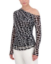 BCBGMAXAZRIA - Pullover Long Sleeve Asymmetrical Neck Drape Top - Lyst