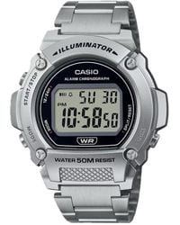 G-Shock - Serie W219HD | Orologio digitale da uomo | Argento/Argento | 50M WR | Illuminatore a LED | Cronografo 100 SEC | Cronometro 1/100 - Lyst
