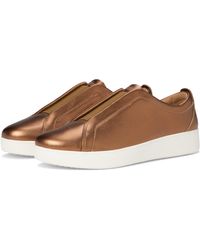 Fitflop - Rally Elastic Metallic Leather Slip-On Sneakers Shoes 6 M (B) Leather/Synthetic - Lyst