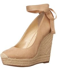 Jessica Simpson - S Zexie Faux Suede Wrap Wedge Heels Taupe 9 Medium - Lyst