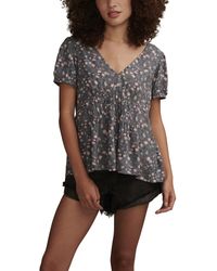 Lucky Brand - Wide Smocked Short Slv Top - Lyst
