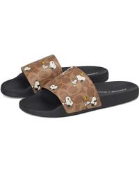 COACH - Udele Peanuts Sport Slide Slippers, Canvas - Lyst