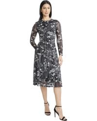Maggy London - Long Sleeve Round Neck Fit & Flare Midi Elegant Wedding Guest Dresses - Lyst