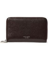 Kate Spade - Halo Glazed Leather Medium Zip Around Wallet - Lyst