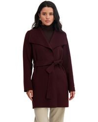 Tahari - Double-faced Luxury Soft Wool Blend Peacoat- Wrap Wool Coat With Removable Belt - Lyst