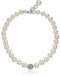 CZ by Kenneth Jay Lane - Cubic Zirconia Drop Pearl Necklace - Lyst