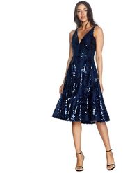 Dress the Population - Sophie Sleeveless Fit & Flare Sequin Short Party Dress -navy - Lyst