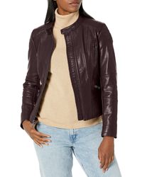 Kenneth Cole - Classic Short Moto Faux Leather Jacket - Lyst