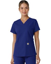 Carhartt - Scrubs C12313 Force® Essentials Modern Fit V-neck Top With Knit Panels Small Galaxy Blue - Lyst