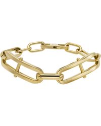 Fossil - Stainless Steel Gold-tone Heritage D-link Chain Bracelet - Lyst