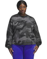 adidas - Essentials 3 Stripes Camouflage Printed Cropped Sweatshirt - Lyst