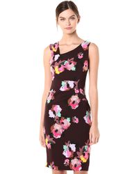 Laundry by Shelli Segal Ruched Floral Printed Midi Dress - Multicolor