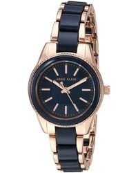 Anne Klein - Rose Gold-tone And Navy Blue Resin Bracelet Watch - Lyst