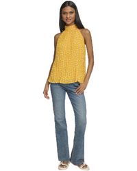 Karl Lagerfeld - Paris Sport High Neck Printed Blouse,gold Fusion Soft White,large - Lyst