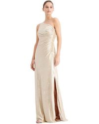 Calvin Klein - One Shoulder Ruched Gown (buff/silver) Women's Dress - Lyst