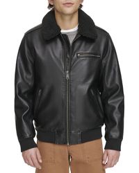 Levi's - Faux Leather Aviator Bomber Jacket With Sherpa Collar - Lyst