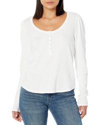 PAIGE - Daniella Top Long Subtle Puff Sleeve Soft Waffle Knit In Ivory - Lyst