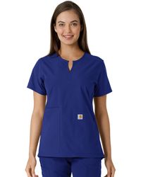 Carhartt - Scrubs C12413 Force® Essentials Modern Fit Notch Neck Tunic Top With Knit Panels Large Galaxy Blue - Lyst