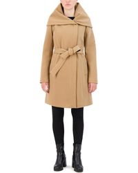 Cole Haan - Belted Asymmetric Zip Front Soft Twill Coat - Lyst