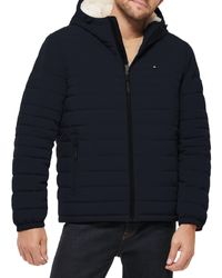 Tommy Hilfiger - Stretch Poly Hooded Packable Jacket With Sherpa Lining - Lyst