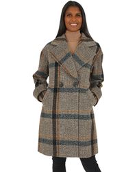 Kensie - Brushed Double Breasted Faux Wool Coat - Lyst