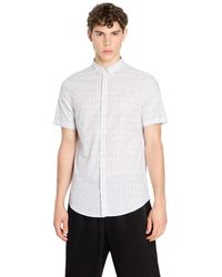 Emporio Armani - A | X Armani Exchange Slim Fit Stretch Cotton Poplin Printed Short Sleeve Woven Shirt - Lyst