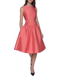 Karl Lagerfeld - Paris Sleeveless Boat Neck Drop Waist Belted Midi Dress - Lyst