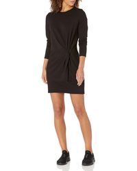 Core 10 Cotton Modal Fleece Twist Long Sleeve Sweatshirt Dress - Black