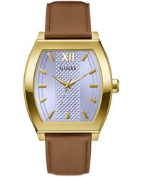 Guess - Brown Strap Blue Dial Gold-tone - Lyst