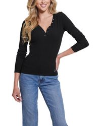 Guess - Long Sleeve Kyla Rib Henley - Lyst